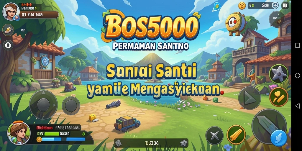 Tampilan gameplay BOS5000 dengan grafis yang cerah dan menarik.