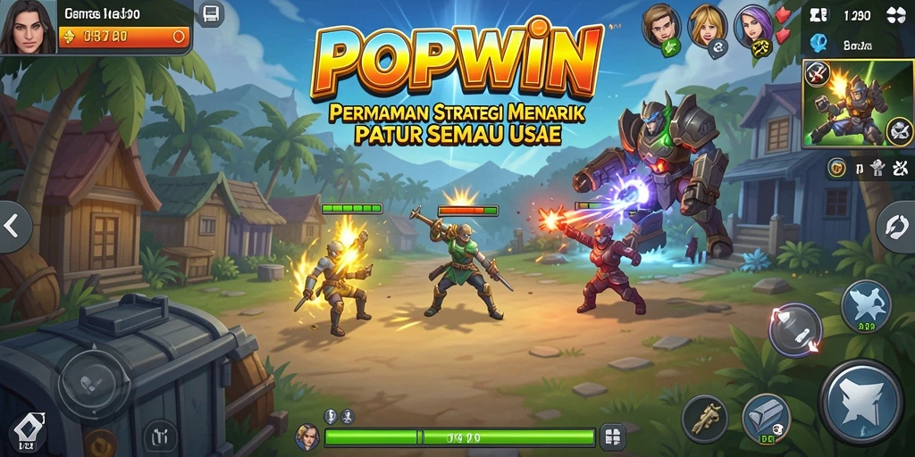Screenshot POPWIN menampilkan gameplay strategi yang intens dan seru.
