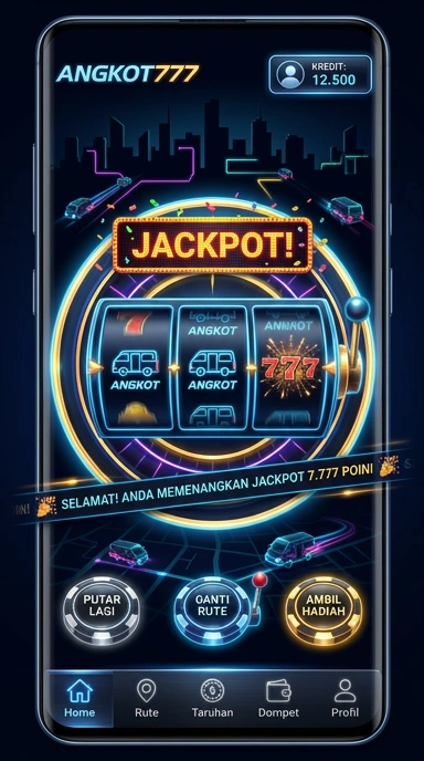 Tampilan antarmuka utama aplikasi angkot777 dengan navigasi yang sederhana.